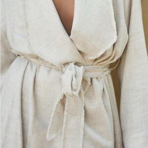 Zara Cream Women's Belted Linen Trench
